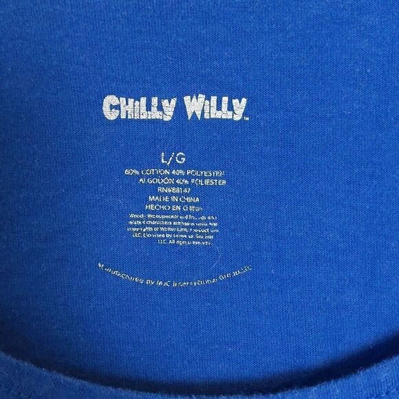 Chilly Willy Penguin Glitter Graphic Holiday Tee Juniors L - Picture 3 of 3